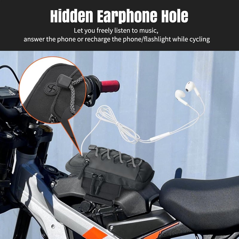 RIDLOG Motorcycle Bag for SurRon Light Bee X/S Electric Dirt Bike Front Frame Bag for Sur Ron Segway X160/X260 Talaria Sting MX3 R/MX4 Waterproof Storage Bag for E Ride Pro ID Phone Earphone (Black) - Image 4